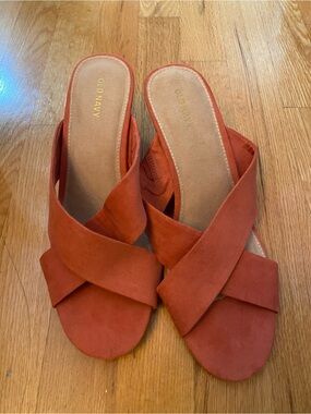 Old Navy Women's Rust-Orange Crisscross Wedge Mules